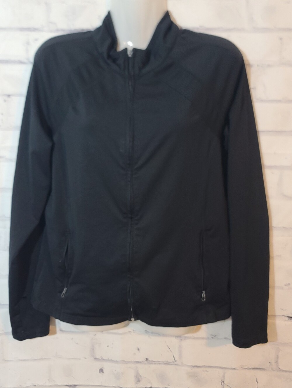 Inmotion by New York & Company Black Full Zip Track Jacket Zip Pockets M
